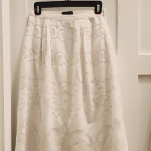 J.Crew White Floral Midi Skirt Sz 0